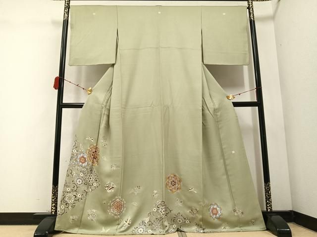 平和屋着物●豪華色留袖 友禅 作家物 花喰い鳥 金彩 正絹 AABC0605ph