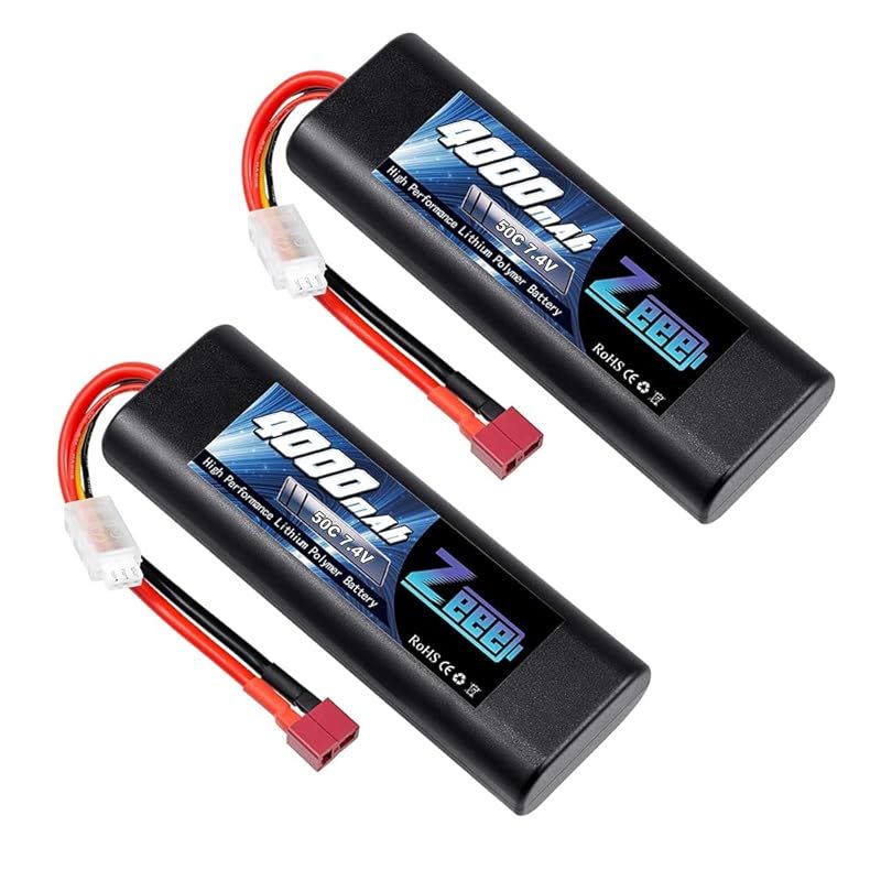 ゼエエ Zeee 2S リポバッテリー lipo battery 4000mAh 7.4V 50C Tプラグ付き RCバッテリー ラジコン製品バッテリー RCカー用 RCトラック用など 2パック