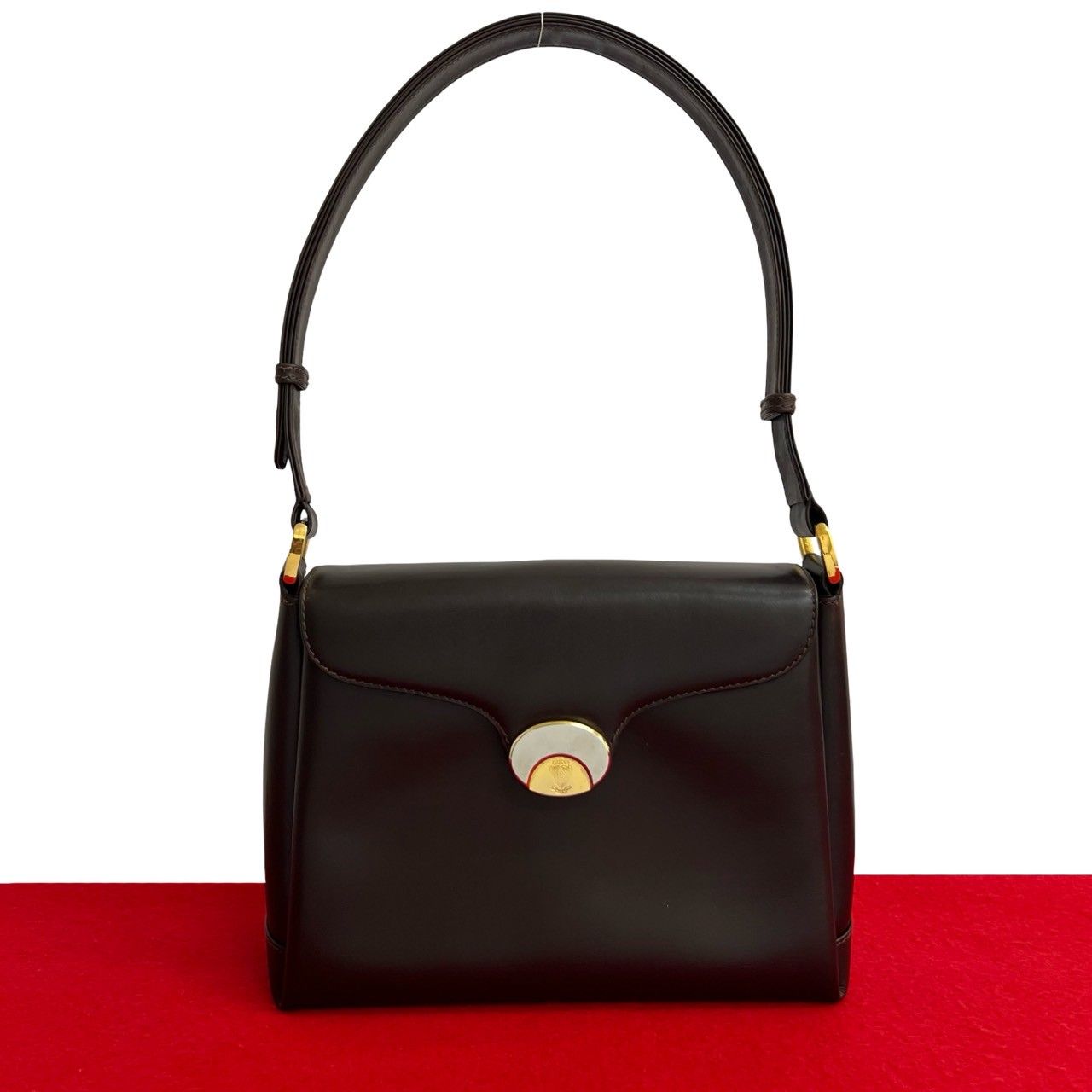 極 美品 GUCCI グッチ オールドグッチ ヴィンテージ ロゴ 金具 レザー 