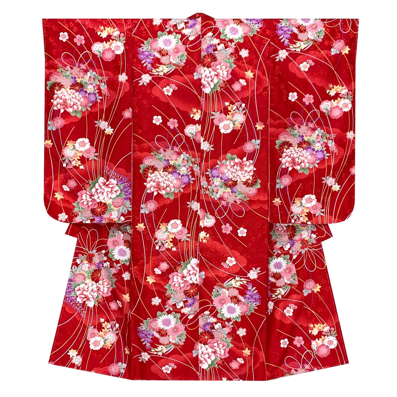 七五三 7歳 着物セット 女の子 小紋柄の子供着物 結び帯セットコーデフル