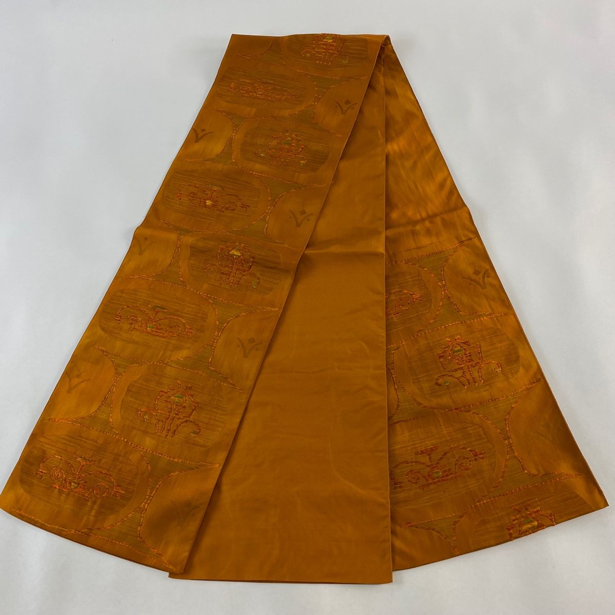 袋帯六通モール幾何学花菱花唐草25M115f 袋帯六通モール幾何学花菱花唐草25M115f 袋帯六通モール幾何学