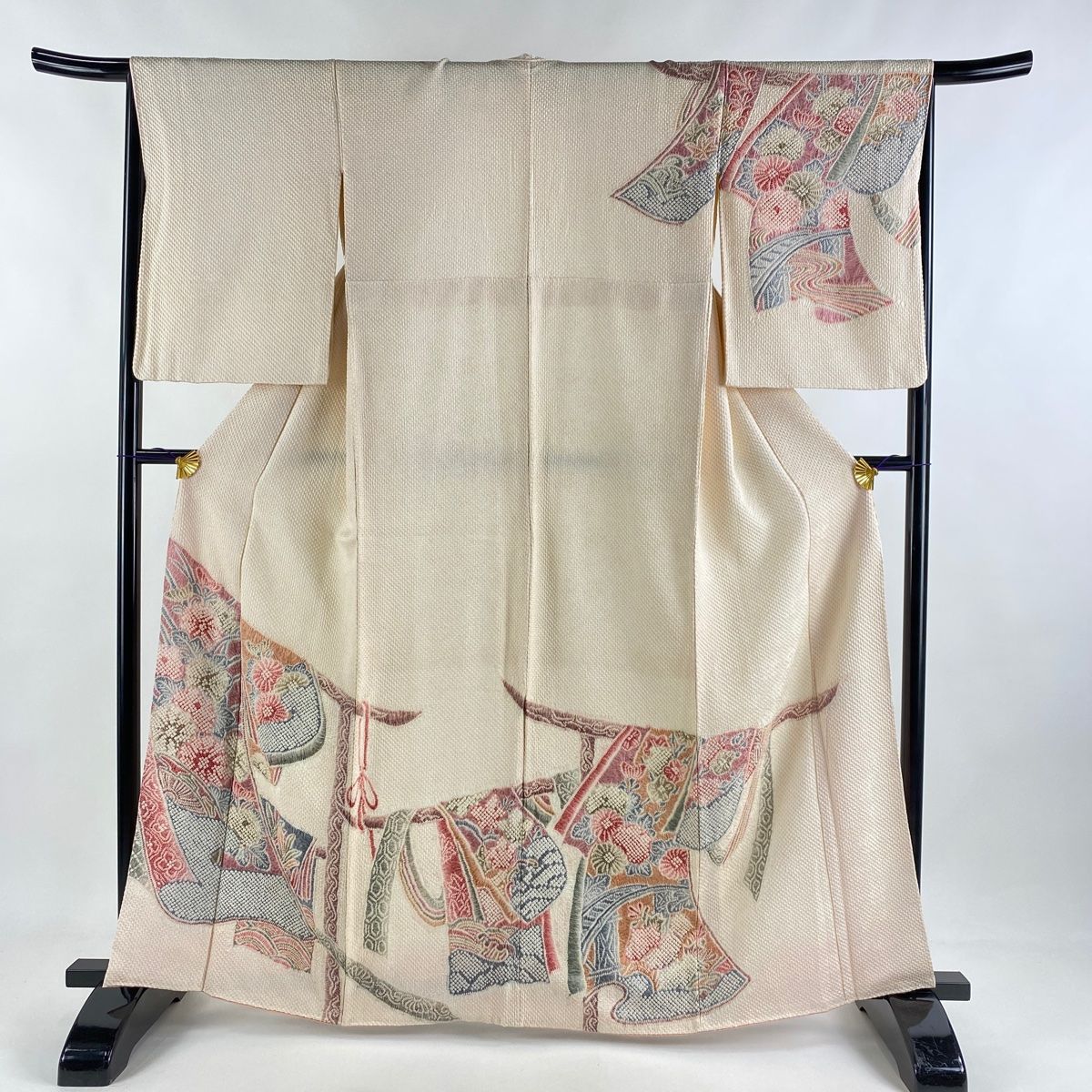 男着物 身丈153cm 裄丈73.5cm L 正絹 美品 秀品-