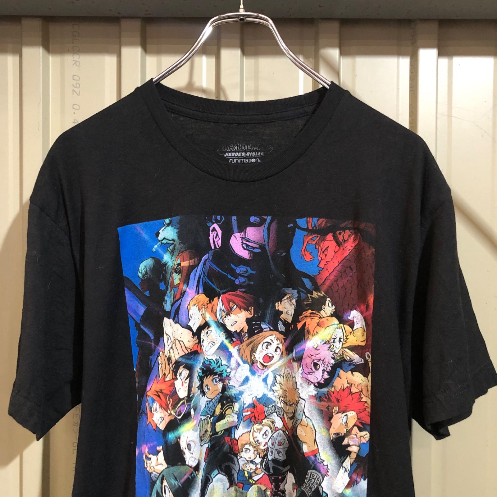 389 MY HERO ACADEMIA 半袖 キャラクター プリントTシャツ L ブラック 