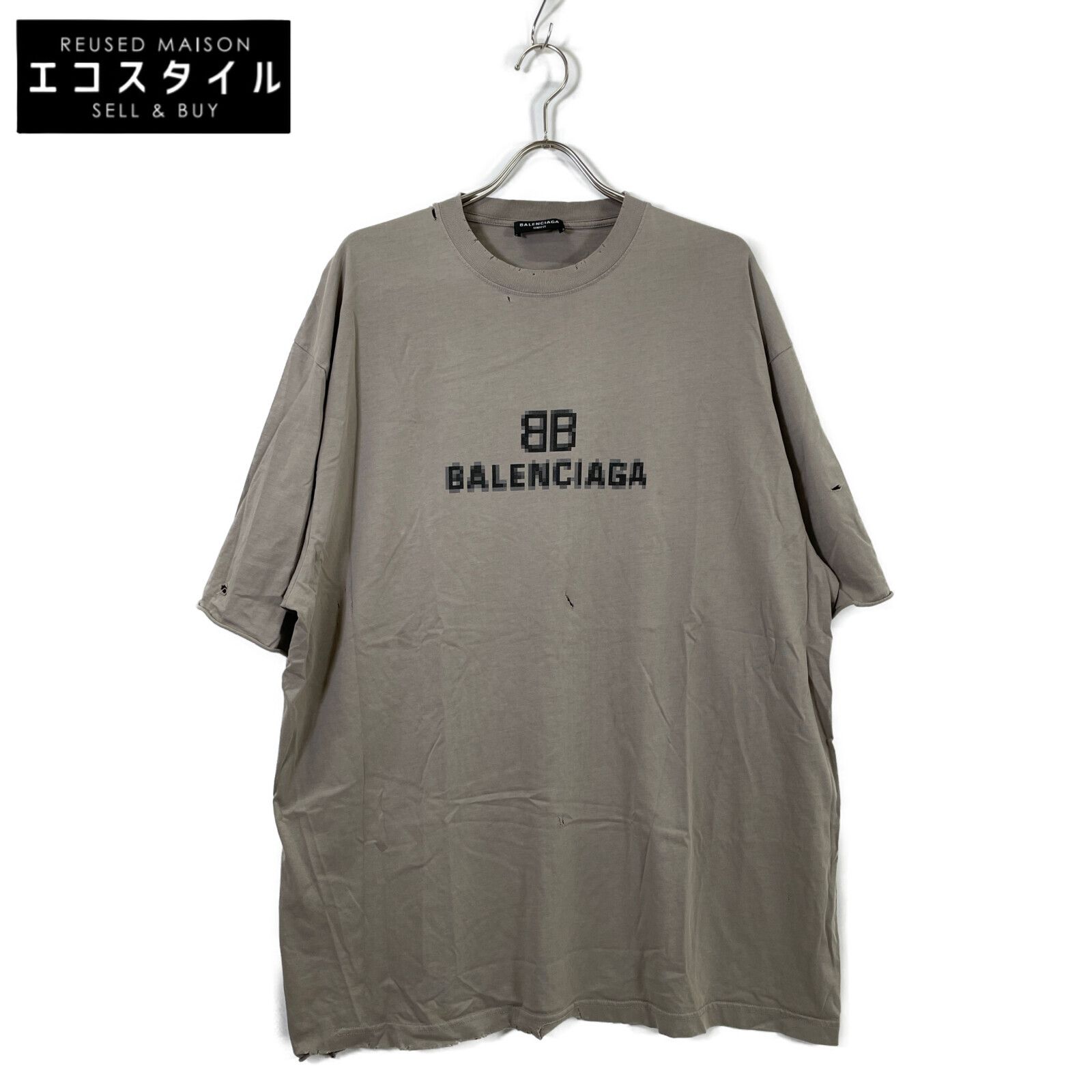 BALENCIAGA バレンシアガ 【美品/国内正規/21年製】651795 デストロイ加工 ロゴ入り クルーネック 半袖Tシャツ/ M - メルカリ