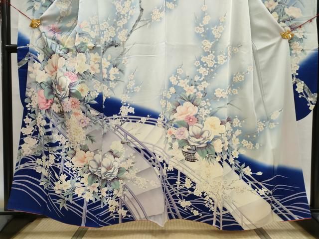 最高級古典柄振袖 千總/最高級金彩刺繍手描京友禅 黒/金 几帳柄