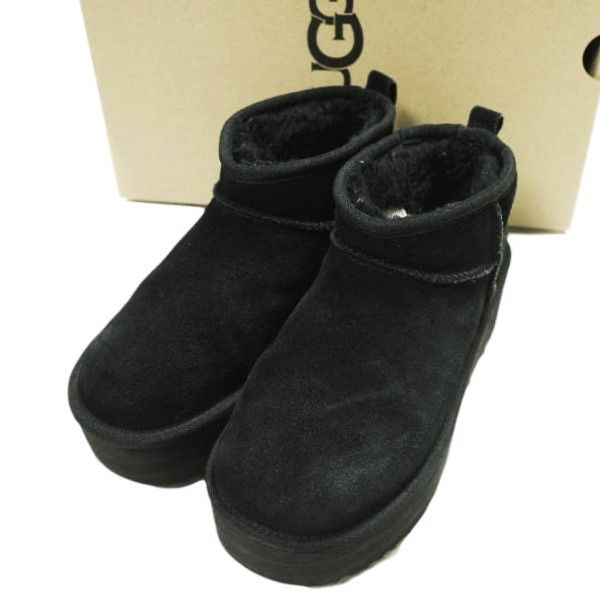 UGG Australia アグ オーストラリア CLASSIC ULTRA MINI PLATFORM クラシック ウルトラ ミニ プラットフォーム 1135092 US6 23cm BLACK ムートンブーツ シューズ g23779