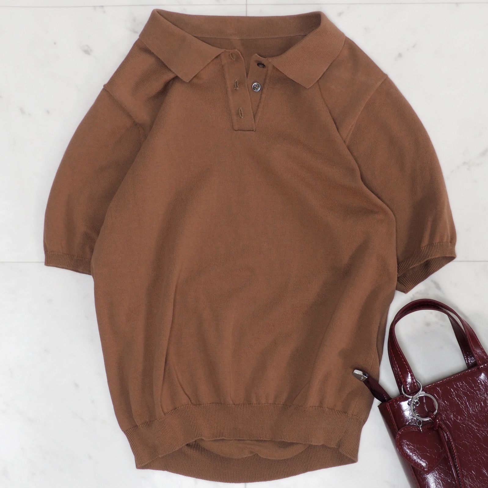 【自宅試着のみ】イエナIENA Bポロシャツニット ネイビー B. ポロシャツニット（ニット／セーター）｜IENA（イエナ）の