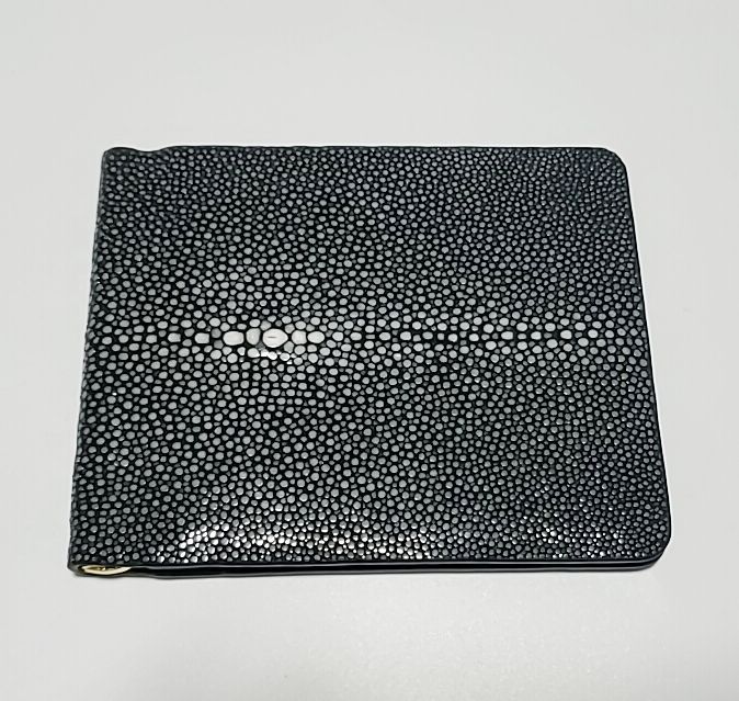 leon_leather新品 ★機能性抜群★ スティングレー ガルーシャ マネークリップ 財布 小銭入れ