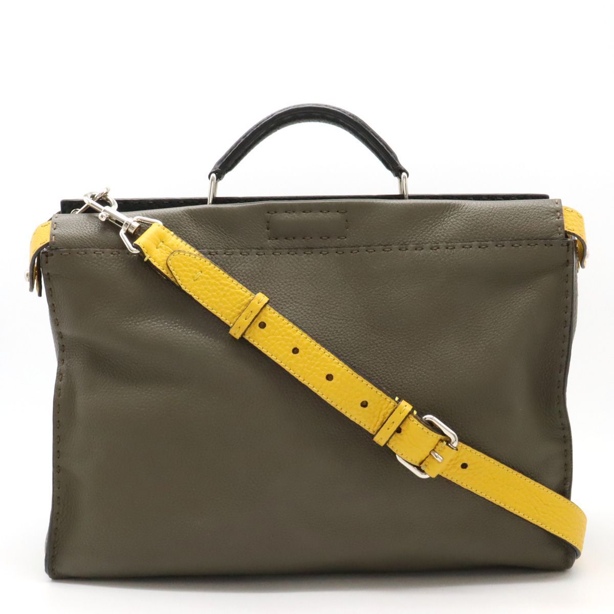 フェンディ FENDI セレリア ビジネスバック レザー グレー メンズ