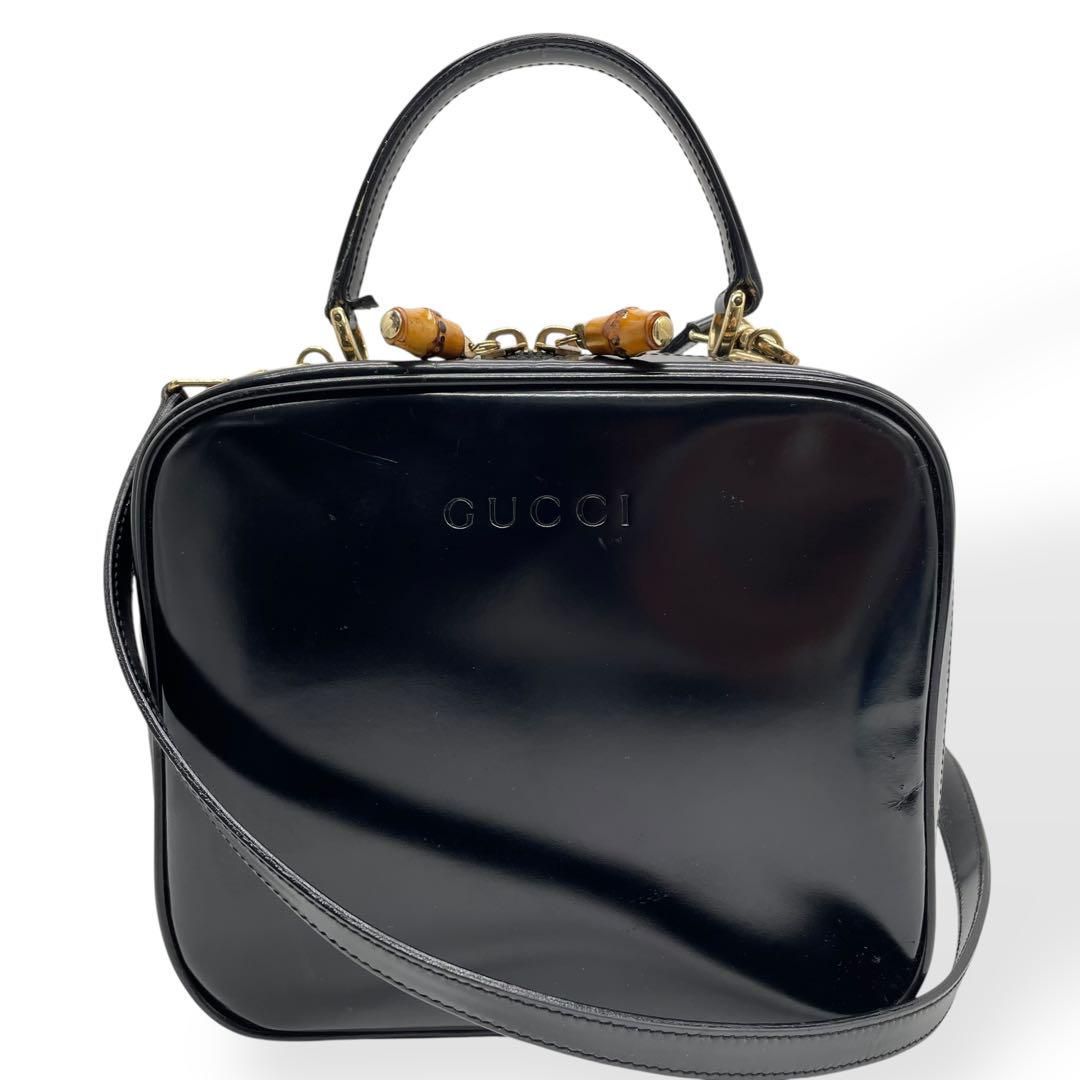 GUCCI オールドグッチ 2way ハンドバッグ パテントレザー バンブー GUCCI オールドグッチ 2way ハンドバッグ パテントレザー
