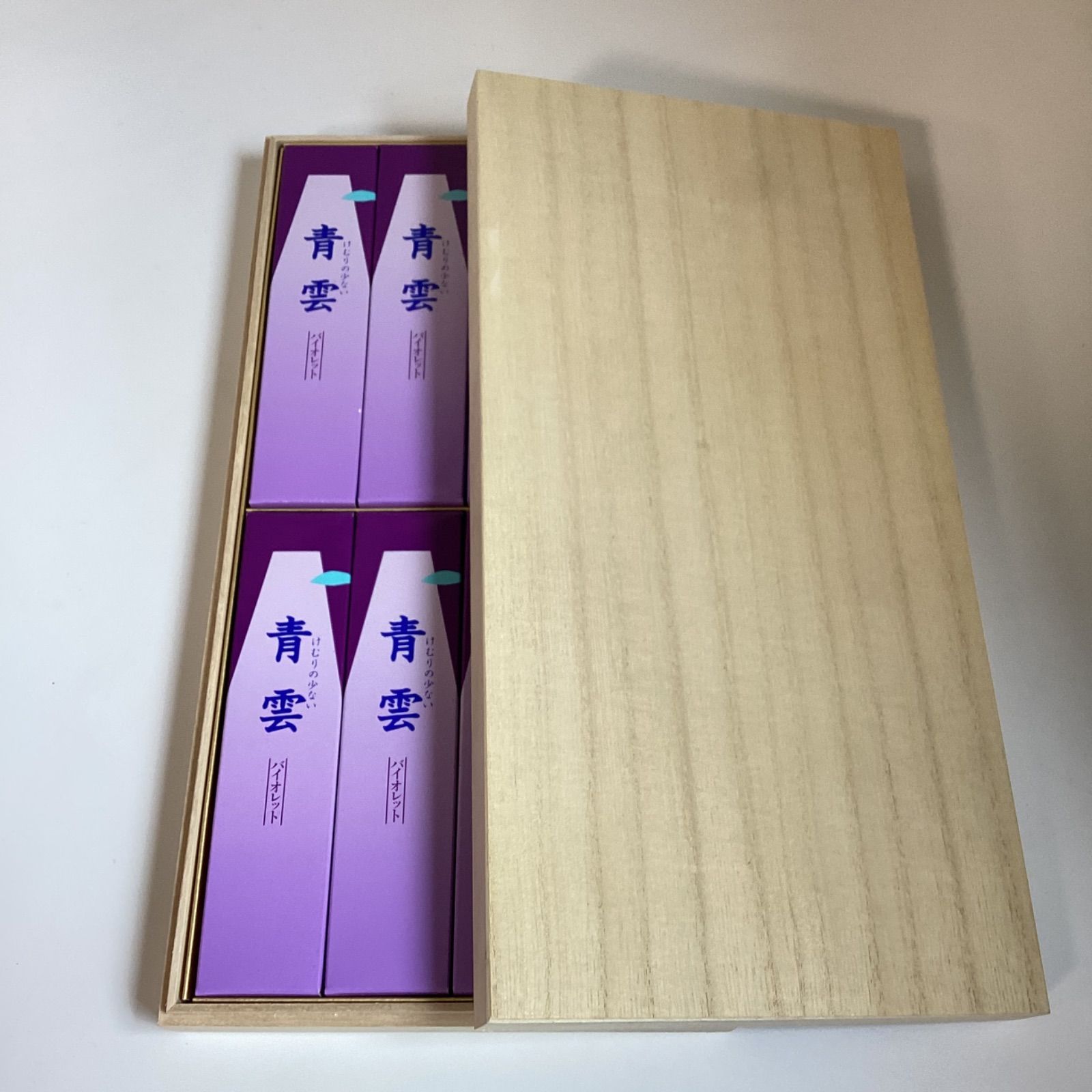 お線香 青雲バイオレット 進物8箱入り ＋開封済み桐箱8箱入り＊数本 