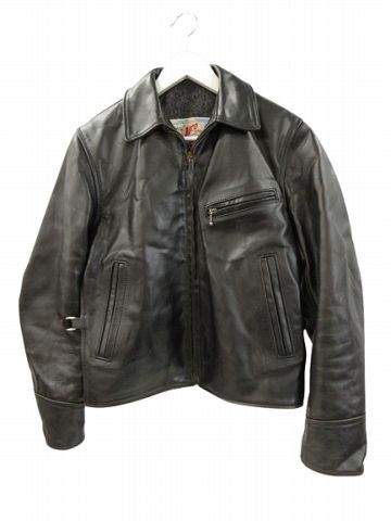 エアロレザー AEROLEATHER ハーフベルト ホースハイド レザージャケット ライダースジャケット 茶芯 ブラック黒 36