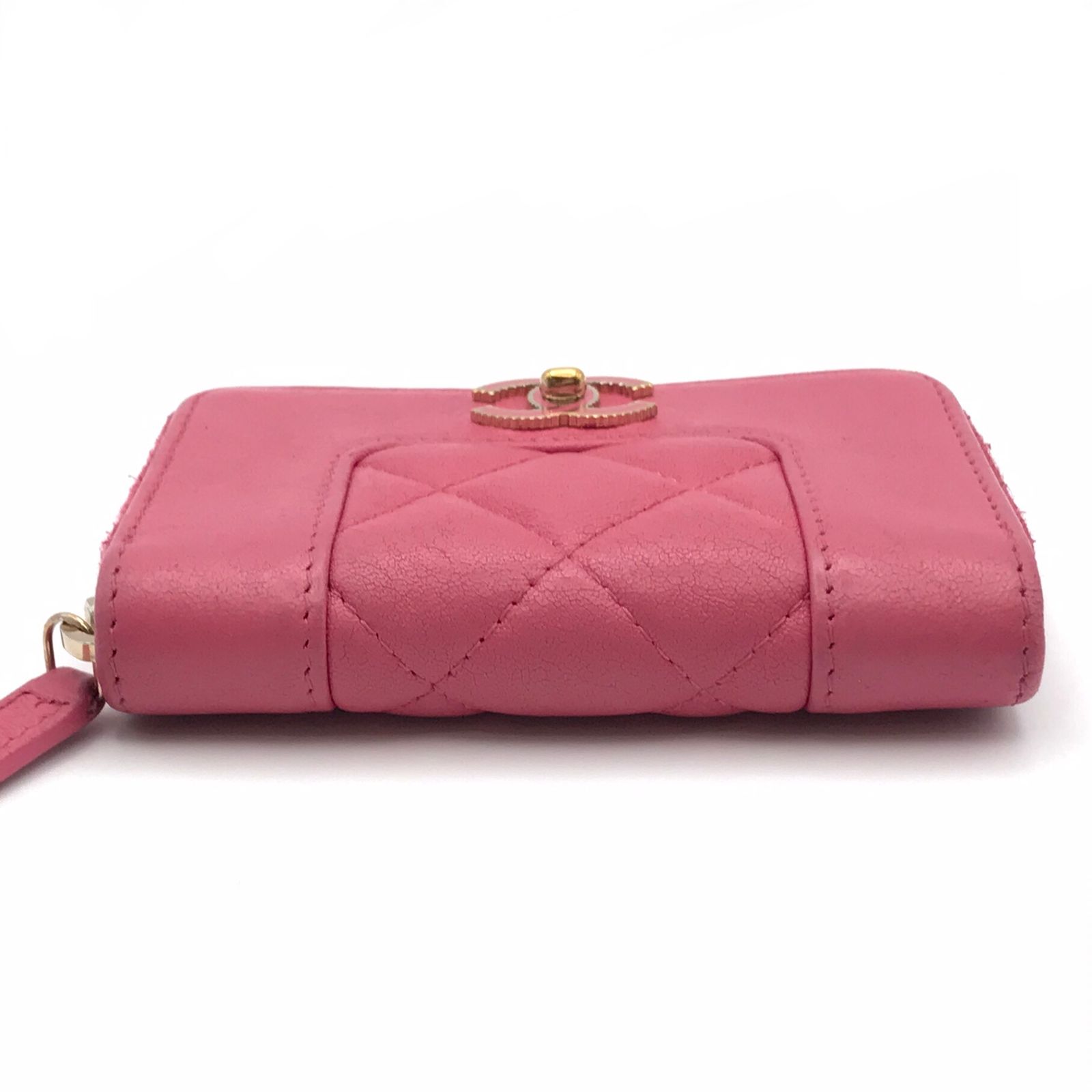 良品 CHANEL シャネル ココマーク マドモアゼル ラムスキン マトラッセ ラウンド ジップ ケース 財布 ピンク a2192 CHANEL シャネル ココマーク マドモアゼル ラムスキン マトラッセ