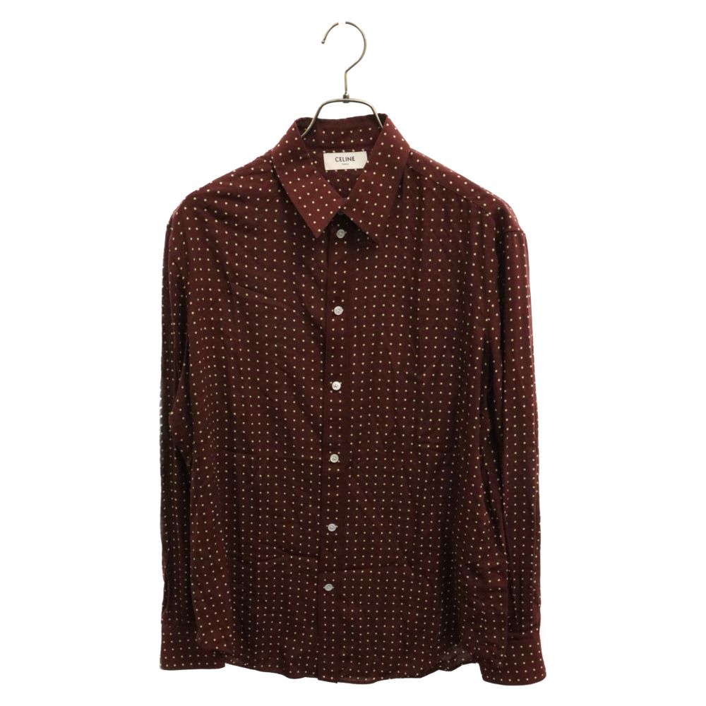 CELINE (セリーヌ) Dot Classic Rayon L/S Shirt ドットクラシックレーヨン長袖シャツ ボルドー 2C028440K  - メルカリ