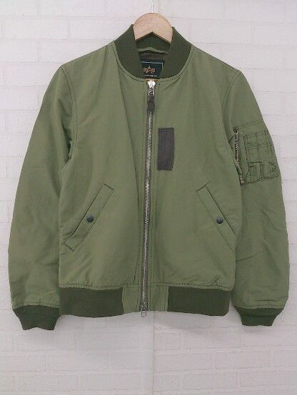 ALPHA INDUSTRIES カジュアル ミリタリー 牛革 カウレザー 長袖 MA-1 ジャケット サイズM カーキ ブラウン系 メンズ P 1307250021625