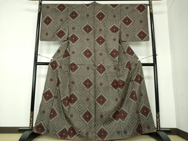 平和屋着物○本場大島紬 龍郷絣 花菱文 正絹 逸品 未使用 DAAS3664ps