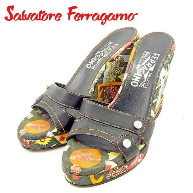 良品❤Ferragamo【フェラガモ】ヴァラプレート ウエッジソールサンダル 黒 楽天市場】【ポイント5倍UP】 FERRAGAMO フェラガモ VIRGIL 1CM