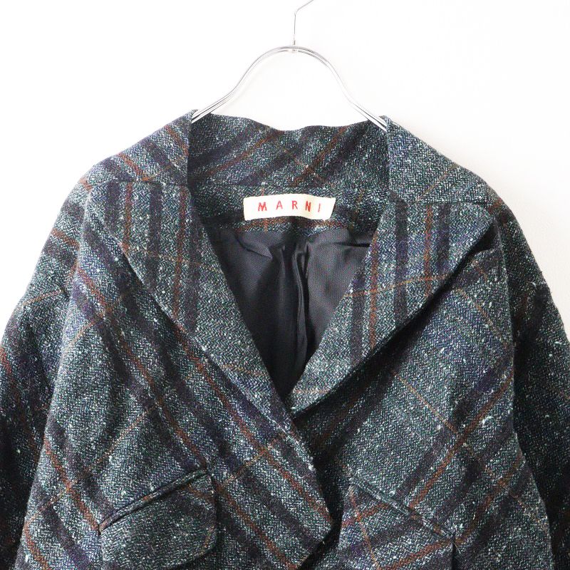 マルニ MARNI 国内正規品 ウール シルク ツイード チェック柄 フレア  