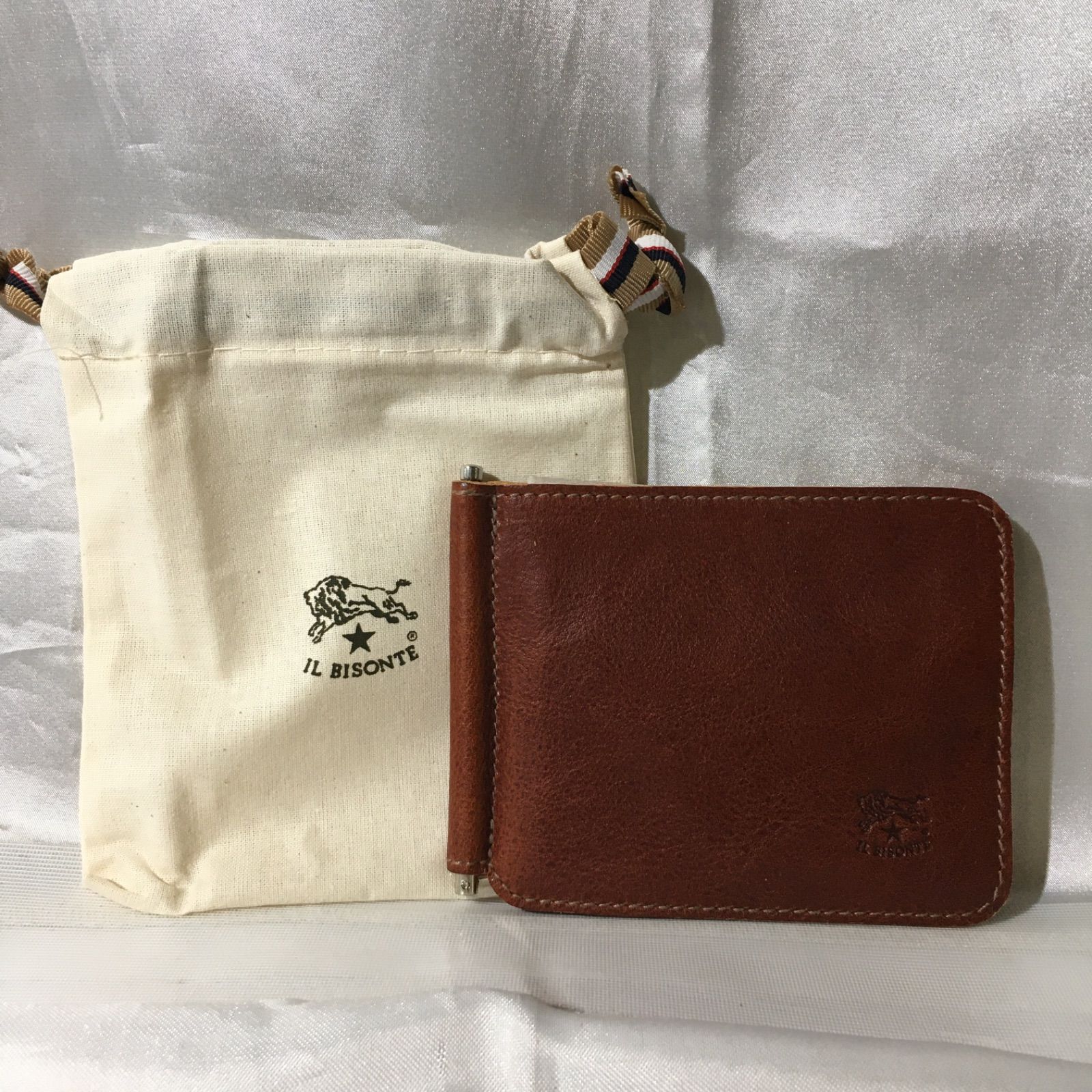 IL BISONTE COWHIDE MONEY CLIP WALLET イルビゾンテ マネークリップ 折り財布 本革 牛革 ブラウン 茶色