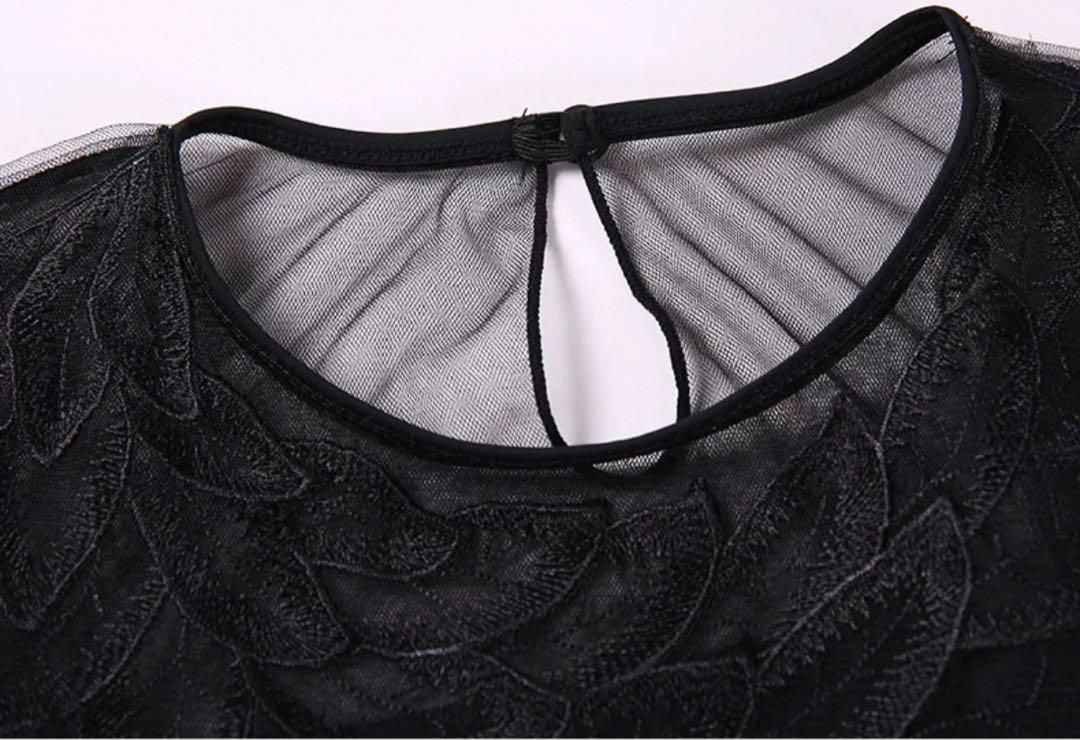 軽やかに舞う◆裾透け感が美しいブラックドレス◆レッスンからダンスパーティーに