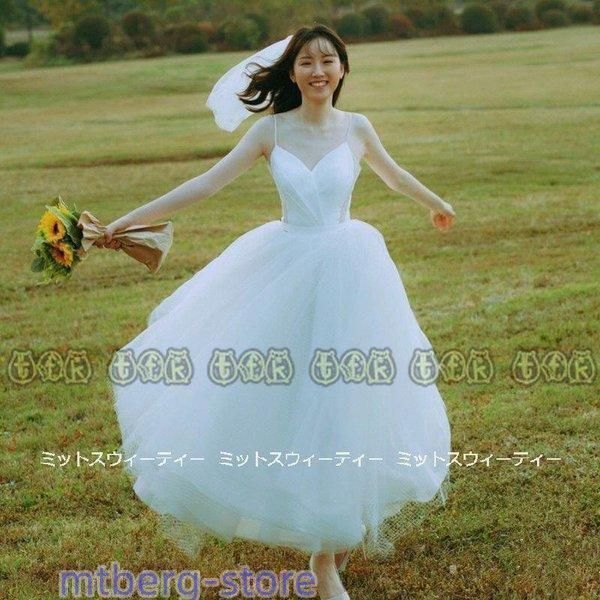 ウェディングドレス ウエディングドレス ロングドレス 結婚式 キャミソール 二次会 花嫁 前撮りドレス 披露宴 写真撮影 ガーデンウlwc428人気急上昇