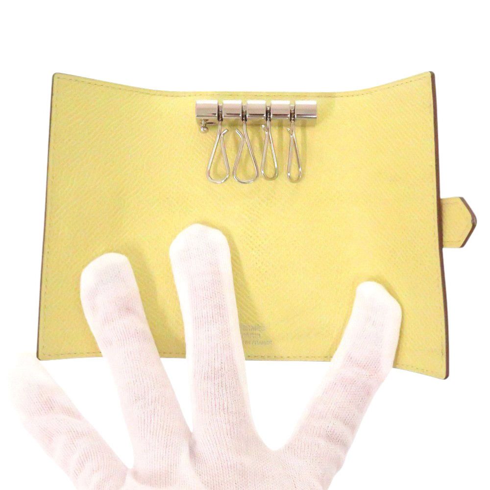 美品 エルメス ベアン 4連 シルバー金具 ヴォーエプソン ジョーヌ  