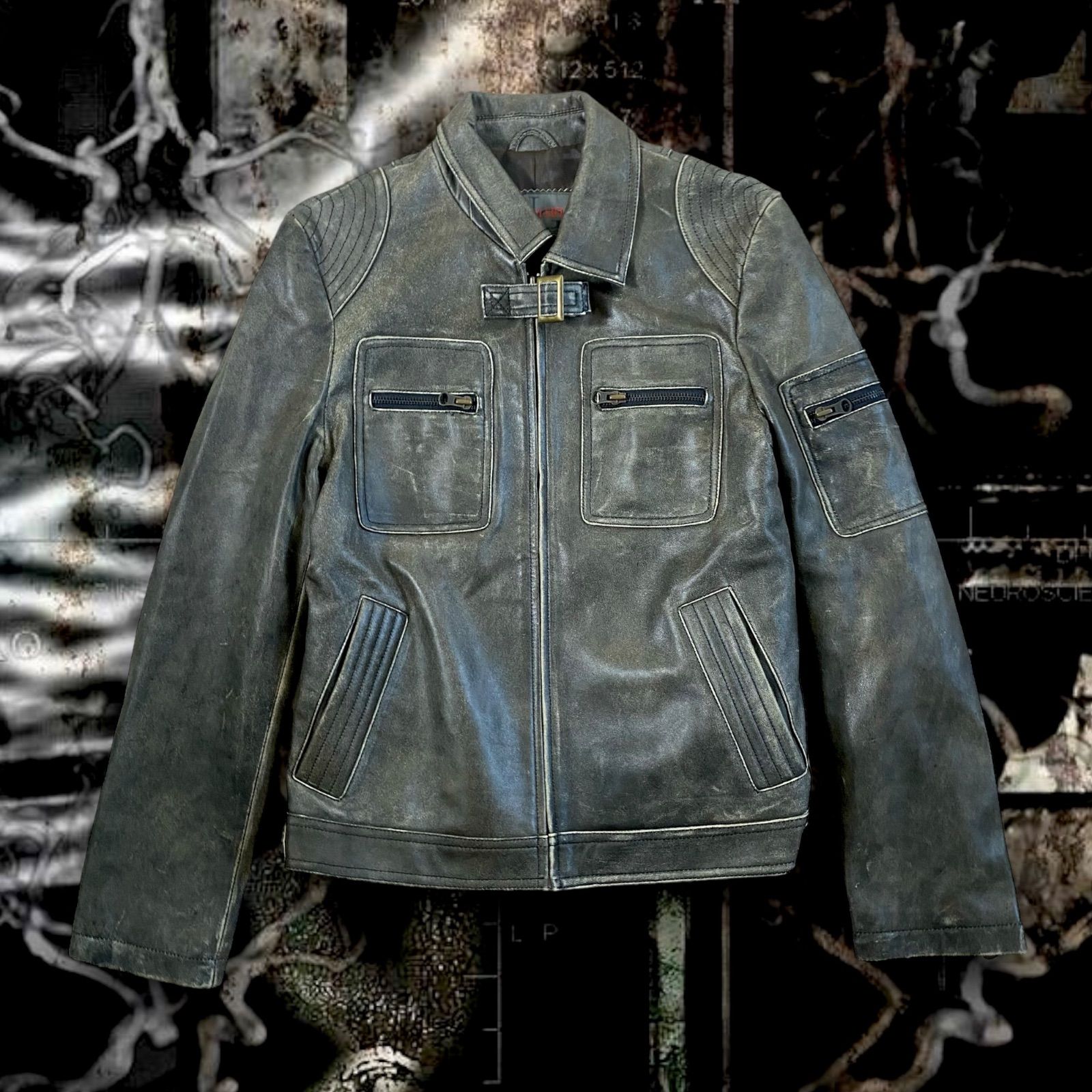 00's】DIESEL シングルライダースジャケット archive Y2K