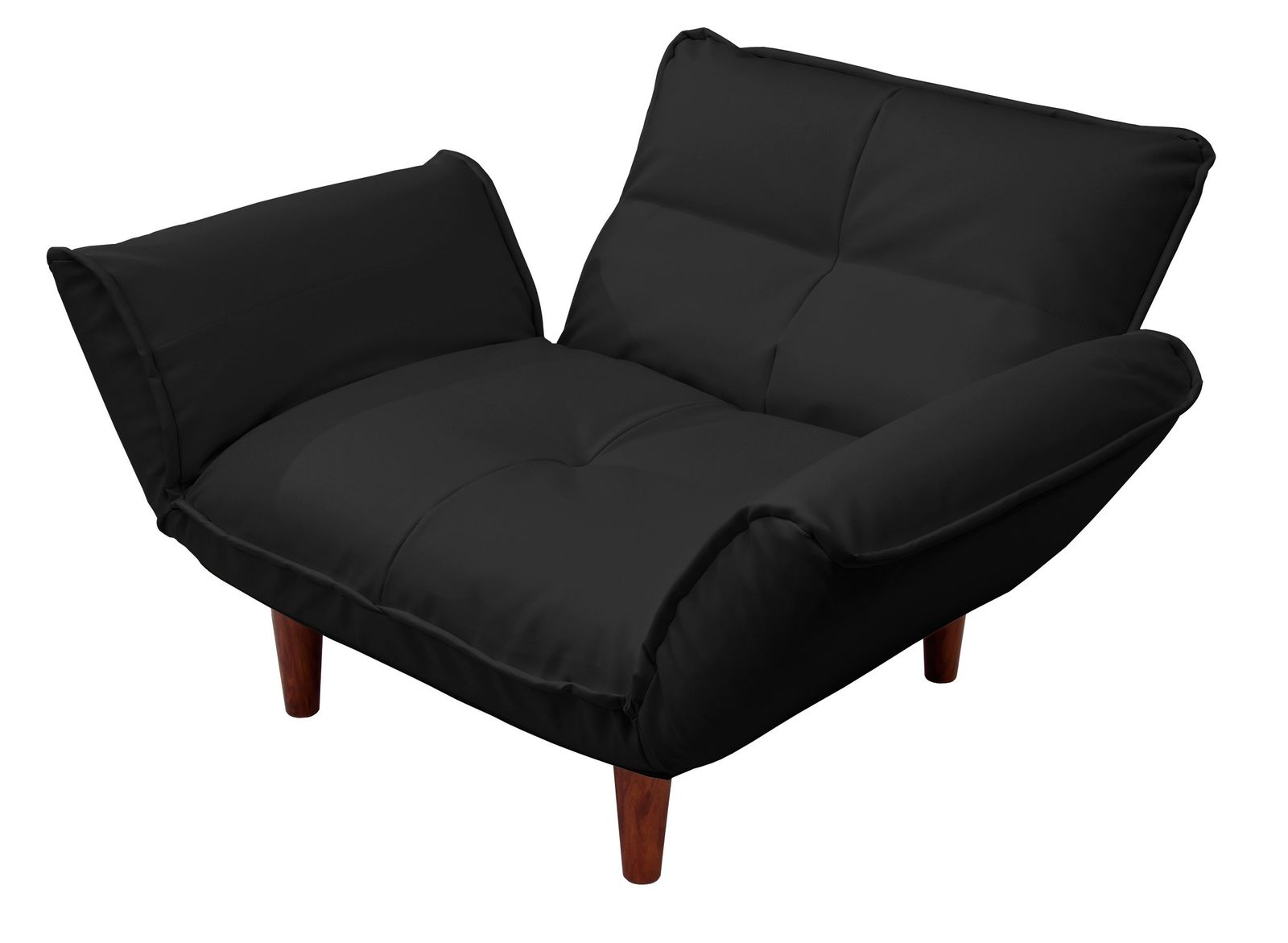 セルタン カウチソファー 和楽の 1人掛け ポケットコイル 合成皮革 ブラック 背部肘部14段階リクライニング 高反発 A282p-14段-597BK