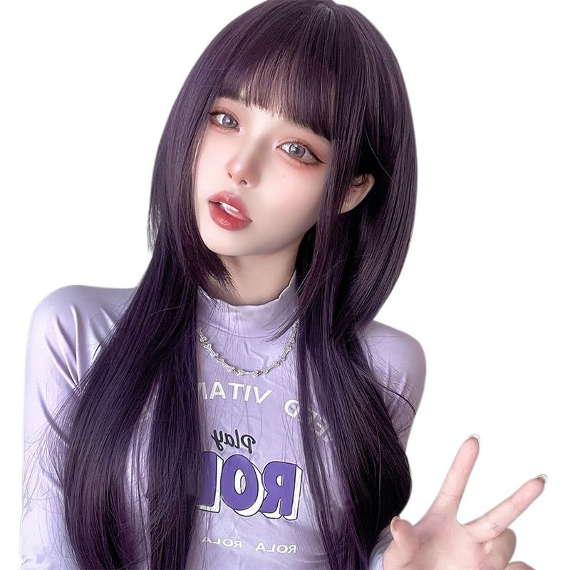ストレート ロング フルウィッグ ボブ クラゲカット 姫カット フルウィッグ かつら ウルフ 女装 ウィッグ 姫髪 可愛い レディーズ 自然 ハロウィン 小顔 原宿系 FESHFEN ファッション ロングヘ