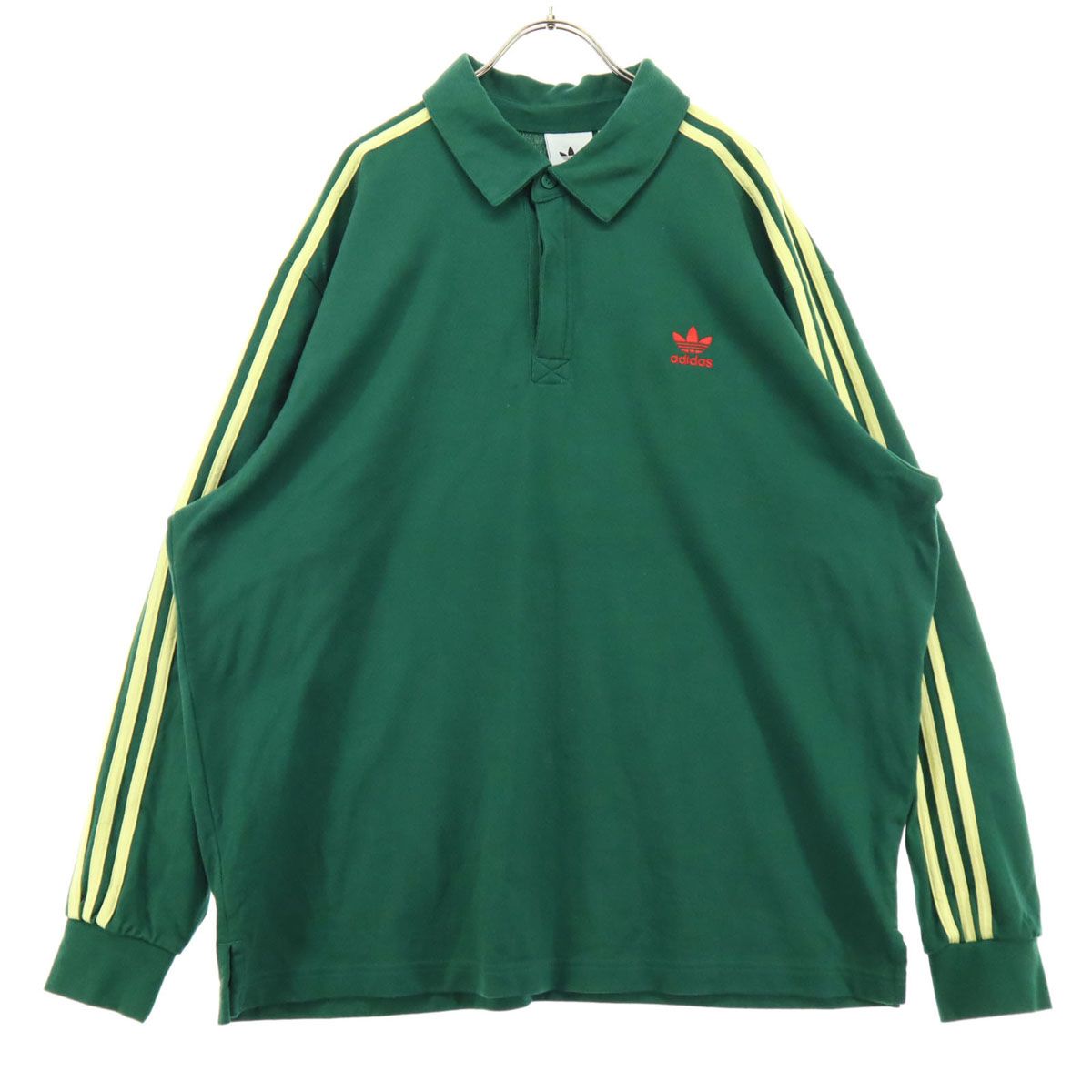 【美品】アディダスオリジナルス ポロシャツ 長袖 トレフォイルロゴ 美品 adidas アディダス 刺繍 トレフォイルロゴ 長袖 ポロシャツ