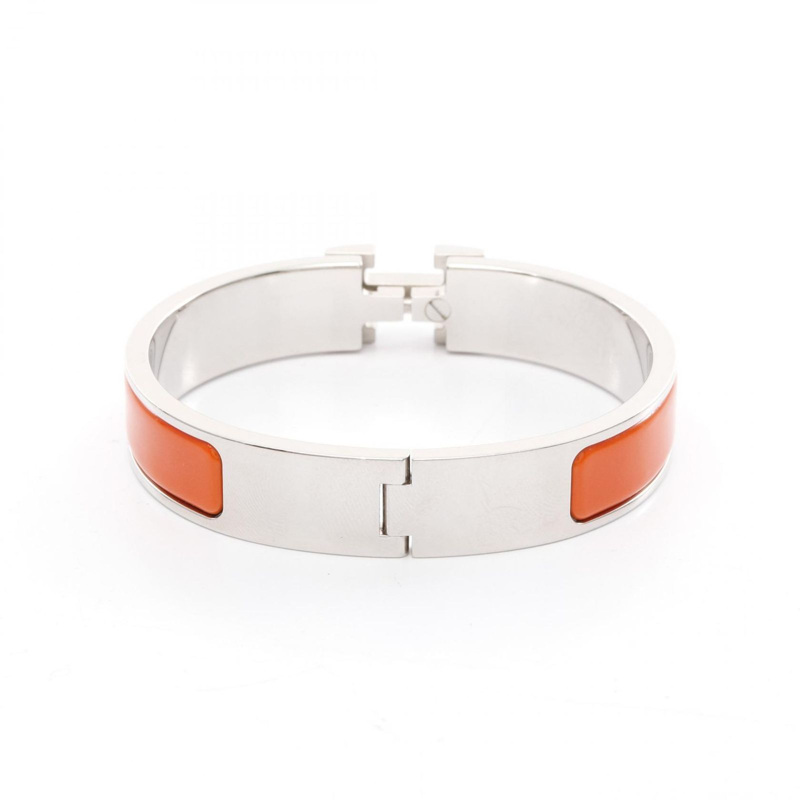 エルメス　バングル　オレンジ、ステンレス エルメス HERMES バングル オレンジ/シルバー ステンレススチール