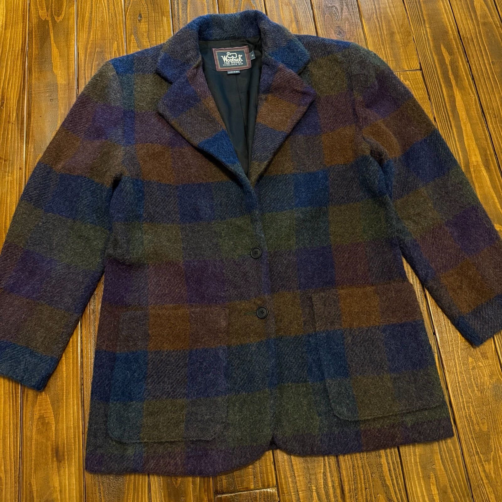 USA製【Woolrich ウールリッチ】チェック柄モヘア混テーラード 