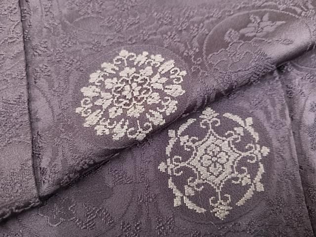 平和屋着物○豪華色留袖 草花丸文 葡萄鼠色 正絹 逸品 AAAZ4930ph