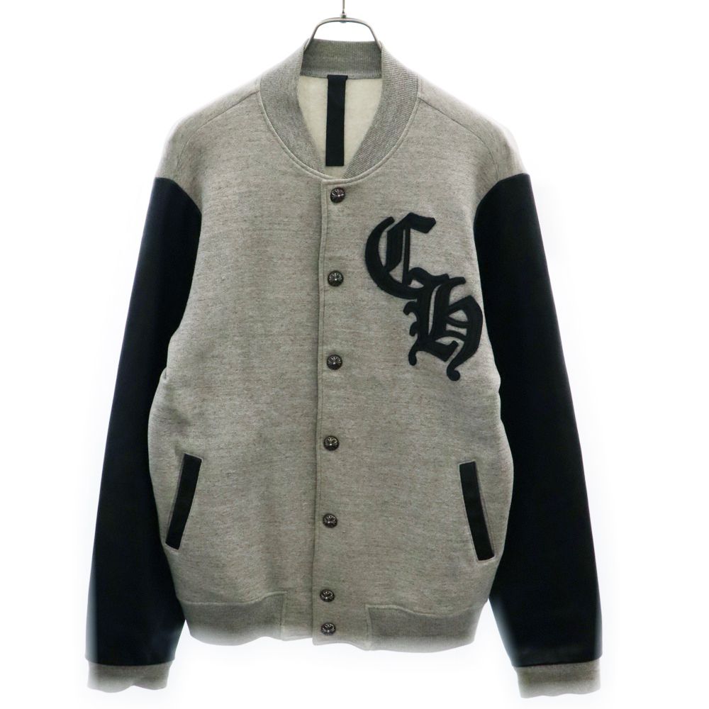クロムハーツ　刺繍入りブラック/ホワイトジャケット クロム ハーツ 刺繍ロゴ付きスタジャン ブラック/ホワイト - メルカリ