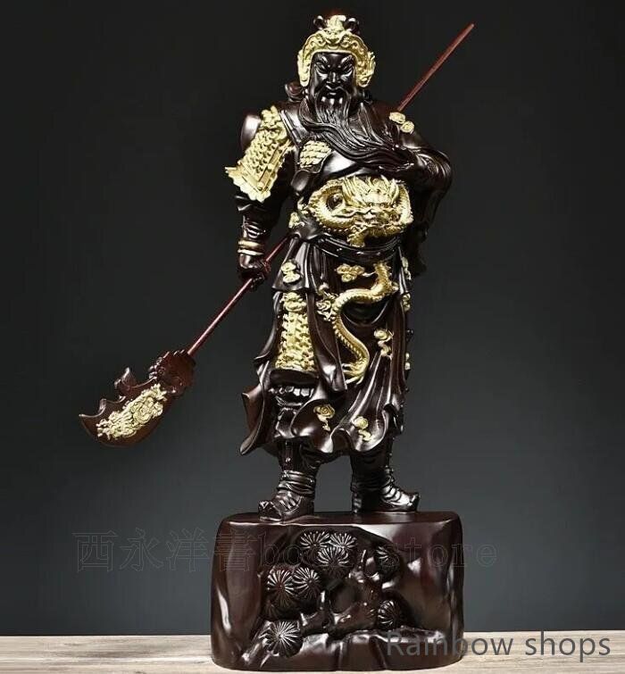 三国志像 木彫関羽木像 武将 フィギュア 金運グッズ 木彫り 置物