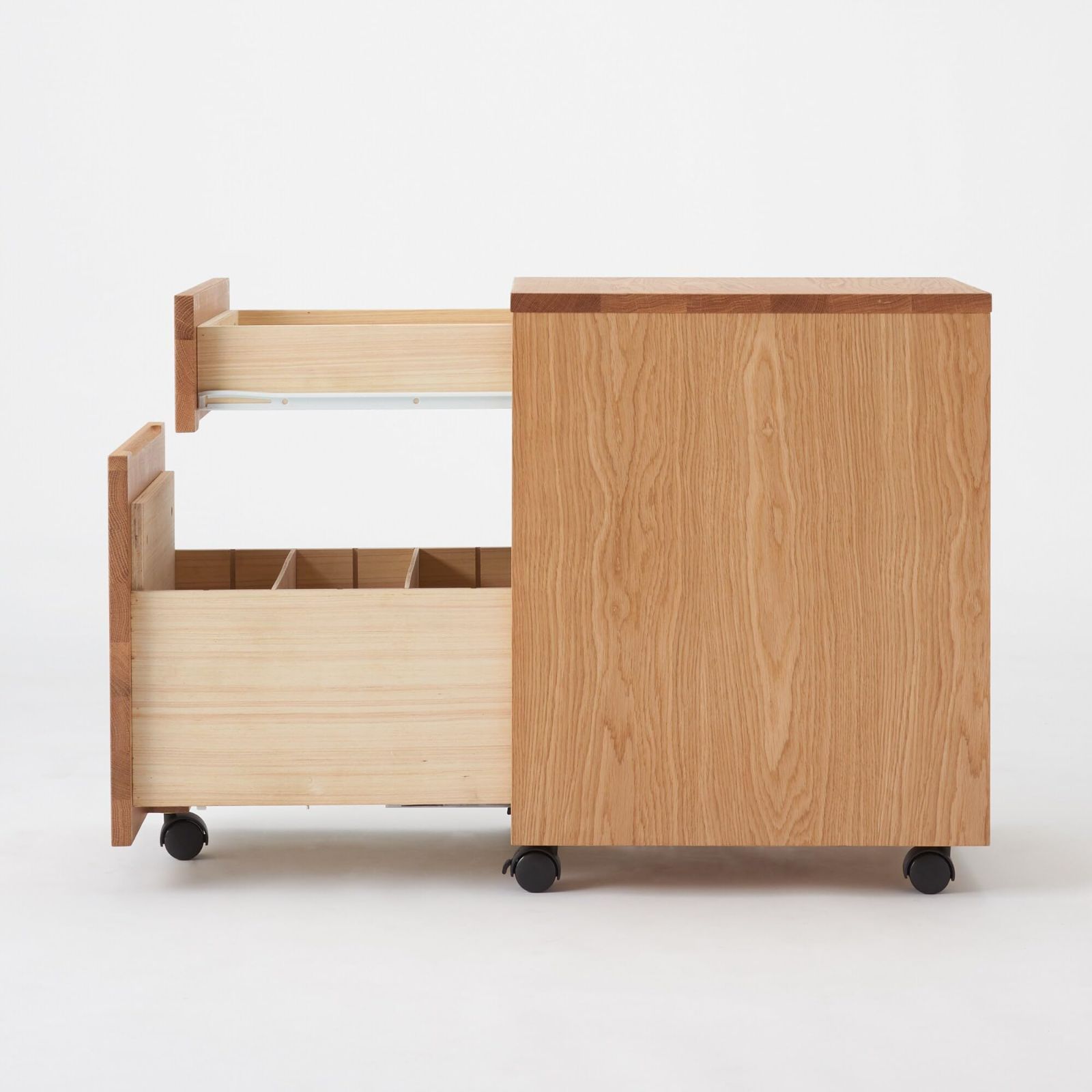 人気商品 12841067 幅39×奥行48×高さ58cm オーク材突板 木製デスクキャビネット 無印