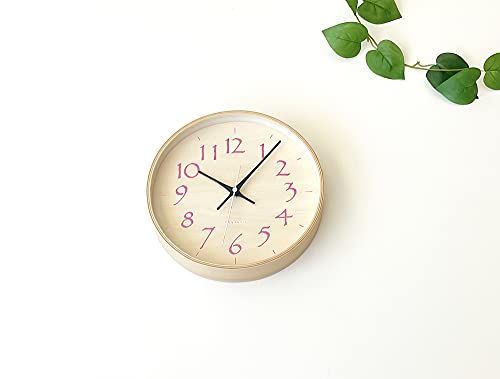 ライトピンク KATOMOKU plywood clock 21 電波時計 スイープ（連続秒針