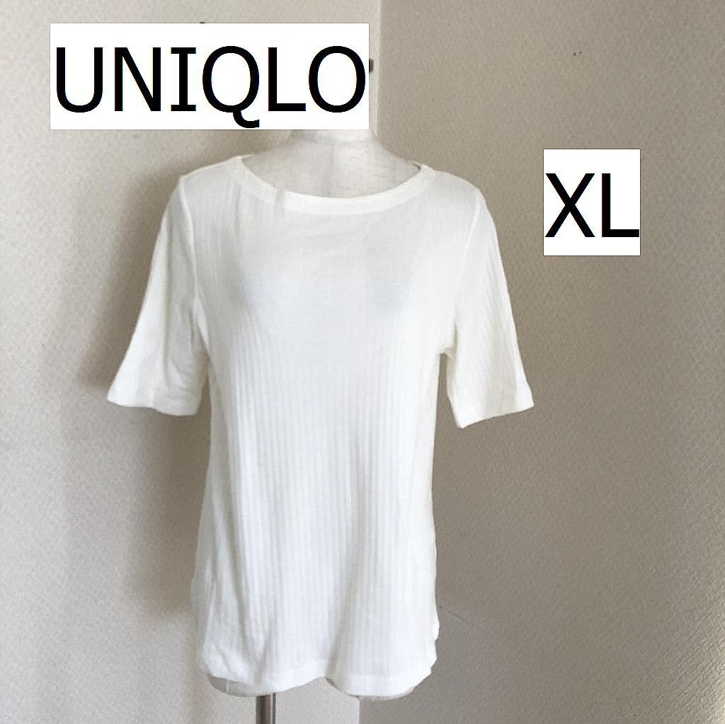 UNIQLO ユニクロ カットソー XL ホワイト 割り引き - Tシャツ