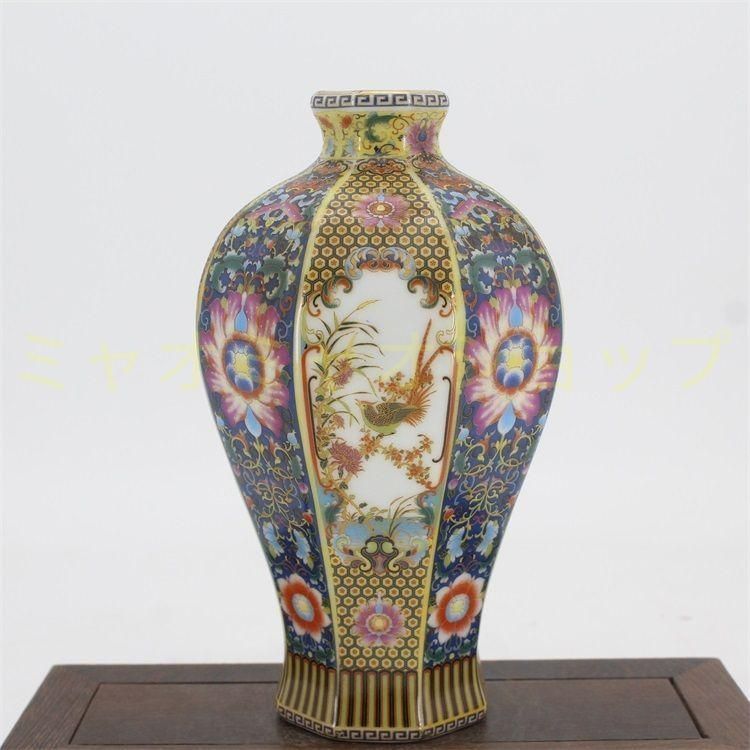 琺瑯彩花鳥八方梅瓶 景徳鎮 陶磁器 装飾品 現代工芸品 美術品 置物 琺瑯彩花鳥八方梅瓶 景徳鎮 陶磁器 装飾品 現代工芸品 美術品