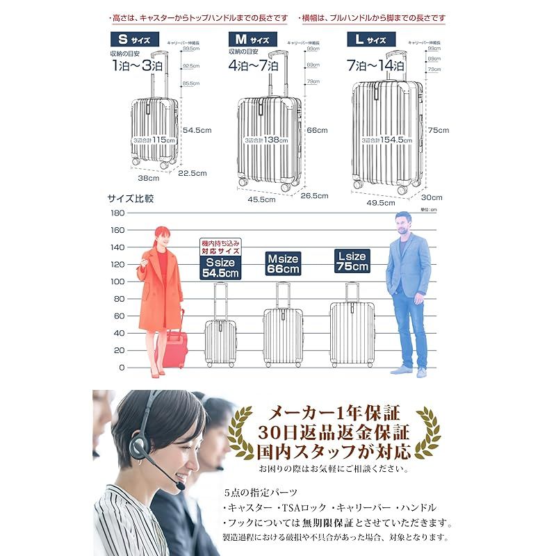 VELSKYF 客室乗務員監修 スーツケース キャリーケース キャリーバッグ キャスター交換 日本企業企画 一部パーツ無期限メーカー TSAダイヤルロック ダブルキャスター Lサイズ 7泊以上 4.2kg 92.5L シャンパンゴールド 1 DECORATOM_COM_BR