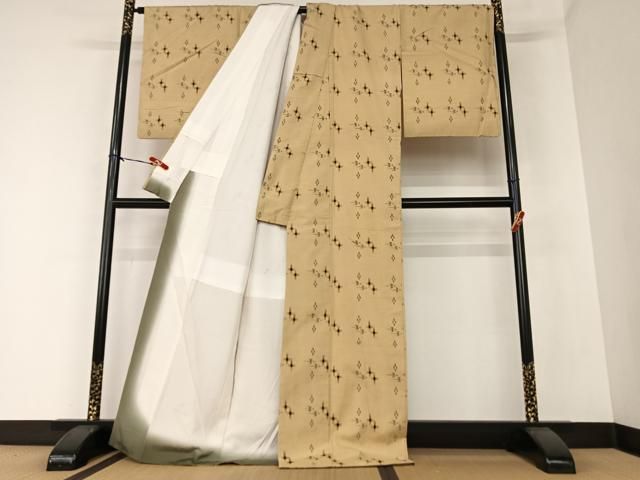 平和屋着物○上質な紬 琉球絣文様 正絹 逸品 AAAV7391zg