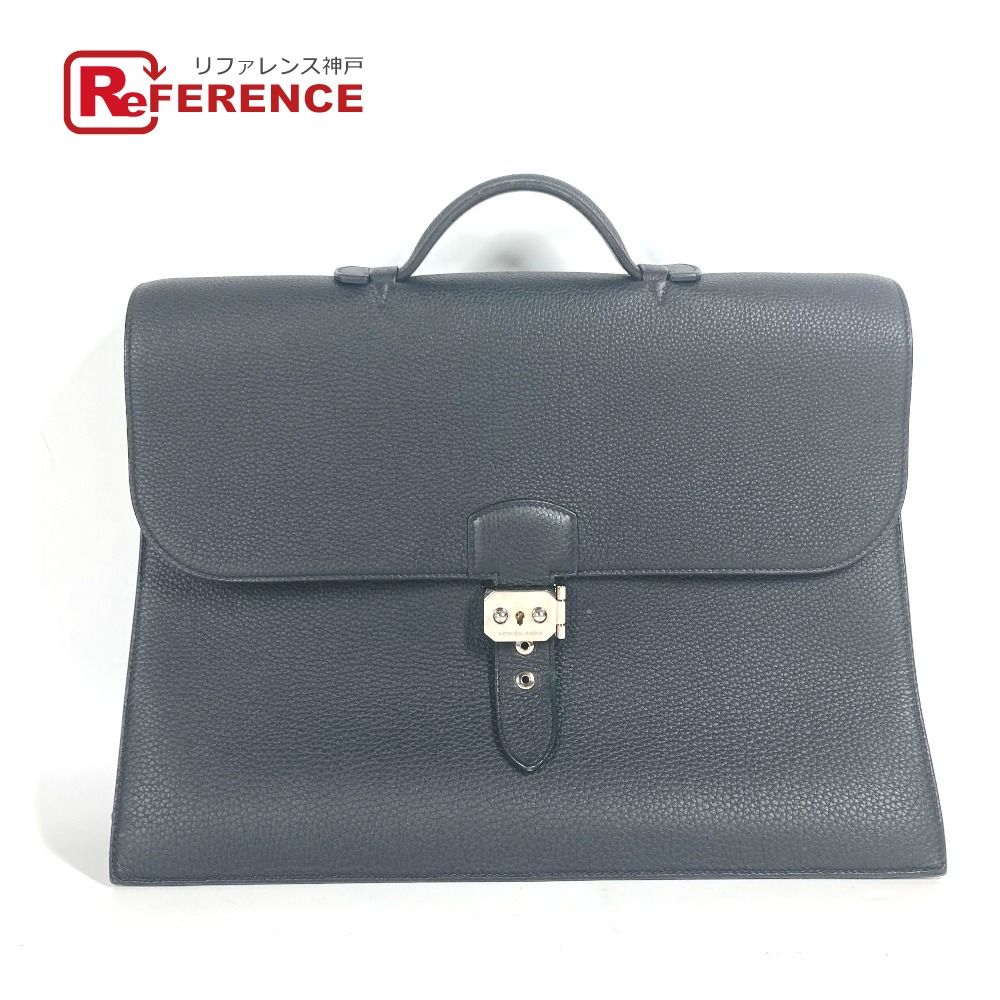 エルメス HERMES サックアデペッシュ38 ビジネスバッグ トゴ グリーン 