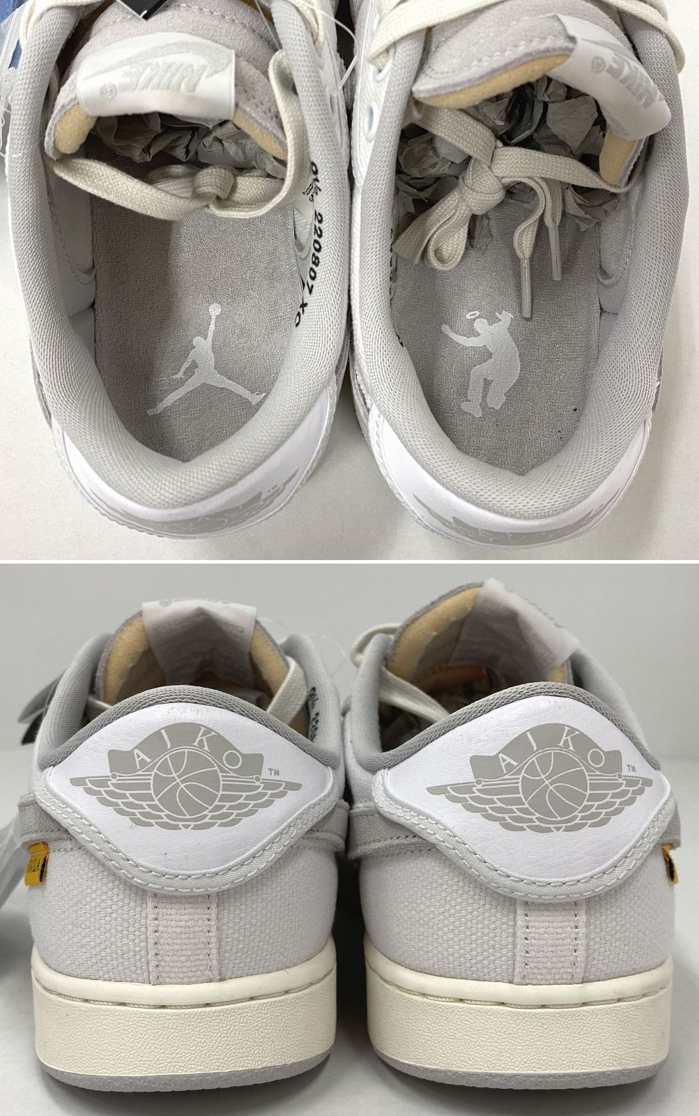 UNION × Nike Air Jordan 1 Low KO "White Canvas" ユニオン × ナイキ エアジョーダン1 ロー KO "ホワイト キャンバス"　27.5cm　スニーカー【中古】【77-20240930-B-238】【併売商品】