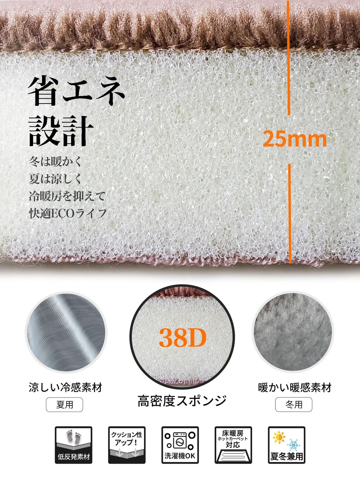 REDREAM 第3世代 カーペット ラグ 洗える 両面 低反発 厚手 防音 冬 ぽかぽか 夏 ひんやり 滑り止めシート付き らぐまっと ホットカーペット 対応 約3畳 じゅうたん ネイビーT 185x235cm 長方形 USTAUSTRALIA_COM_AU