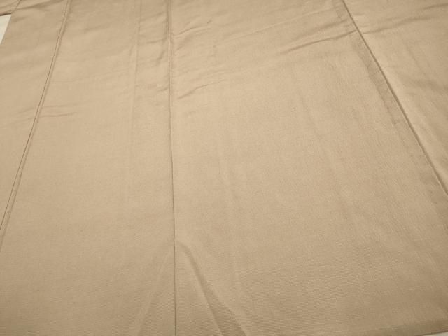 平和屋着物▽上質な色無地 単衣 白橡色 お召縮緬 正絹 逸品 AAAS4930fy