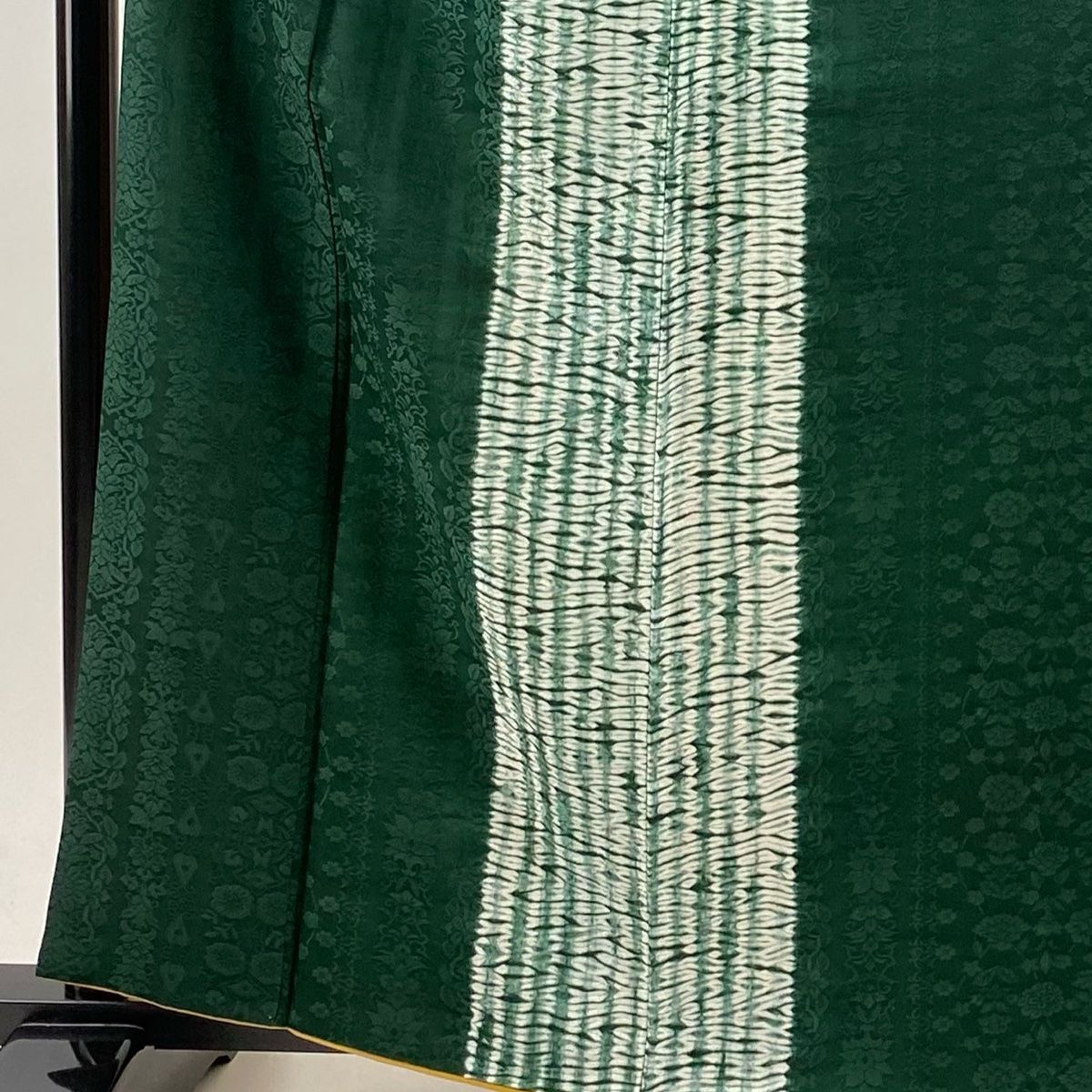 付下げ 身丈161.5cm 裄丈66.5cm M 袷 地紋 絞り 緑 正絹 秀品