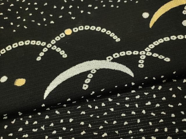 平和屋着物＊夏物　ファッションデザイナー 花井幸子　訪問着　絽縮緬　芝草横段文　黒地　金銀彩　正絹　逸品　CAAS8364vp 平和屋着物＊夏物 ファッションデザイナー 花井幸子 訪問着 絽縮緬