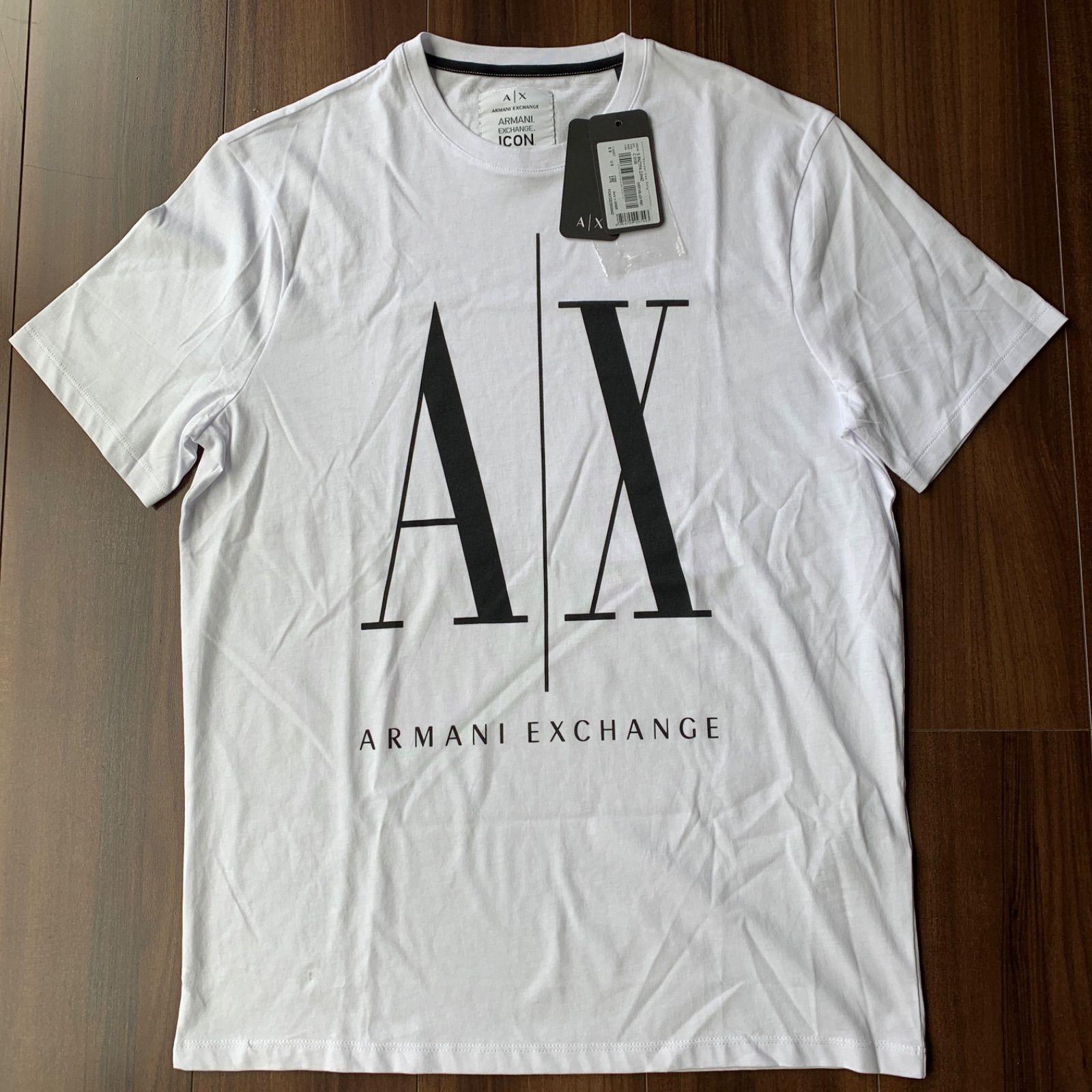 新品】アルマーニエクスチェンジ Tシャツ 白xビッグプリント メンズ 