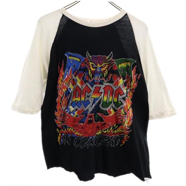 【未使用品】 パキ綿 70s ACDC AC/DC（70年代 バンT バンドtシャツ ラグランT トップス