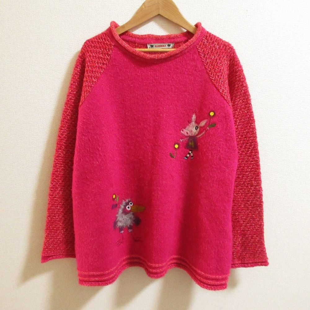 【美品】OLLEBOREBLA アルベロベロ パンツ　刺繍風プリント　フリル 美品】OLLEBOREBLA アルベロベロ パンツ 刺繍風プリント フリル